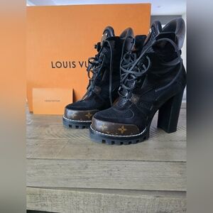 Louis Vuitton Black and Brown Heeled Boots